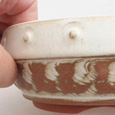 Keramik Bonsai Schüssel 14 x 14 x 5 cm, beige Farbe - 2