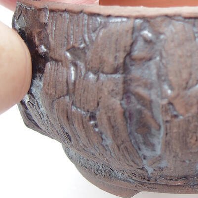 Keramik-Bonsaischale 11 x 11 x 5 cm, Farbe braun - 2