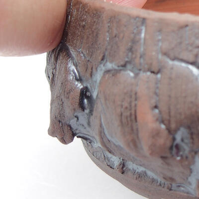 Keramik-Bonsaischale 9 x 9 x 4 cm, Farbe braun - 2