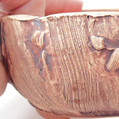 Keramik-Bonsaischale 10 x 10 x 5 cm, Farbe braun - 2