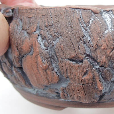 Keramik-Bonsaischale 11,5 x 11,5 x 5 cm, Farbe braun - 2