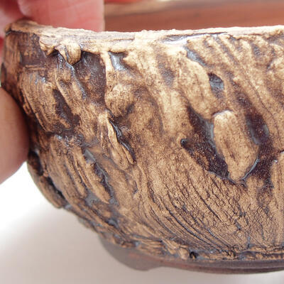 Keramik-Bonsaischale 10,5 x 10,5 x 5 cm, Farbe braun - 2