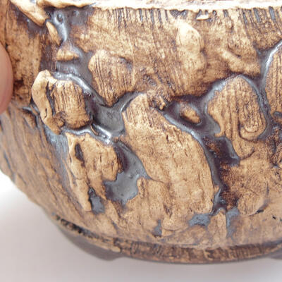 Keramik-Bonsaischale 9,5 x 9,5 x 6 cm, Farbe braun - 2