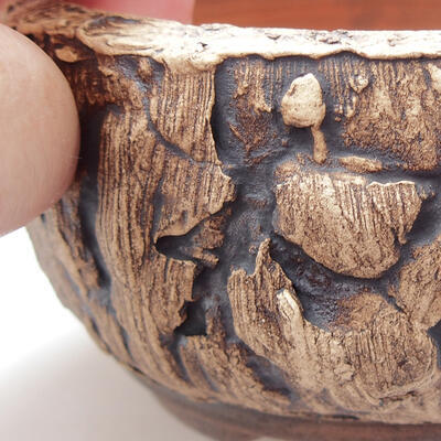Keramik-Bonsaischale 10 x 10 x 5,5 cm, Farbe braun - 2