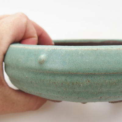 Bonsaischale aus Keramik - 14,5 x 14,5 x 4,5 cm, Farbe grün - 2