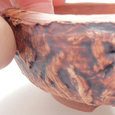 Keramik-Bonsaischale 11,5 x 11,5 x 4 cm, Farbe braun - 2