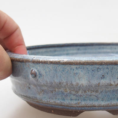 Keramik Bonsai Schüssel - 18,5 x 18,5 x 5 cm, Farbe blau - 2