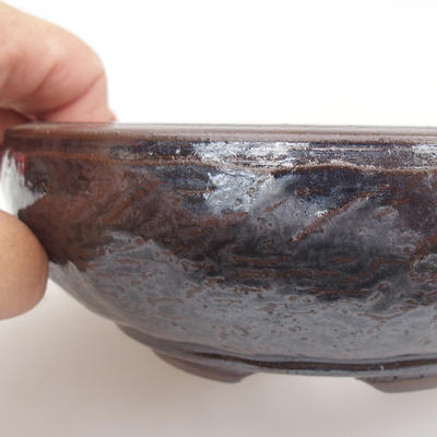 Keramik Bonsai Schüssel - 15,5 x 15,5 x 5 cm, blau-schwarze Farbe - 2