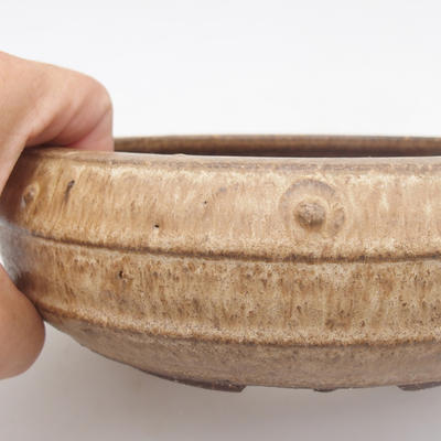 Keramik Bonsai Schüssel - 17 x 17 x 5,5 cm, braun-beige Farbe - 2