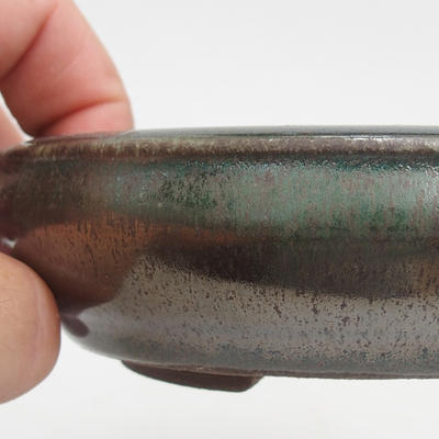 Keramik Bonsai Schüssel 11 x 11 x 3 cm, Farbe grün - 2