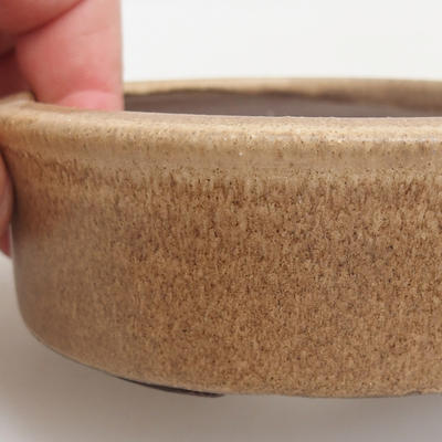 Keramik Bonsai Schüssel 11 x 11 x 4 cm, Farbe beige - 2