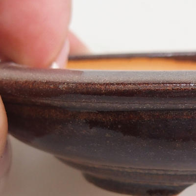 Keramik Bonsai Schüssel 8 x 8 x 2 cm, braune Farbe - 2