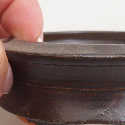 Keramik Bonsaischale 7 x 7 x 2,5 cm, Farbe braun - 2