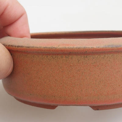 Keramik Bonsaischale 12 x 12 x 4 cm, Farbe rot - 2
