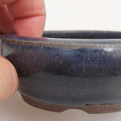 Keramik Bonsaischale 8 x 8 x 3 cm, Farbe blau - 2