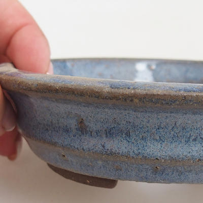 Keramik Bonsaischale 11,5 x 11,5 x 3 cm, Farbe blau - 2
