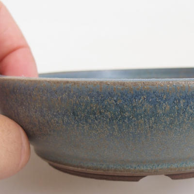 Keramik Bonsaischale 12 x 12 x 3 cm, Farbe blau - 2