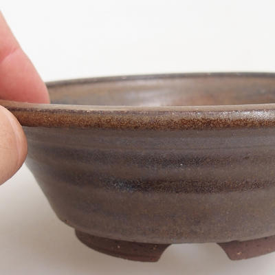Keramik Bonsai Schüssel 12 x 12 x 4 cm, braune Farbe - 2