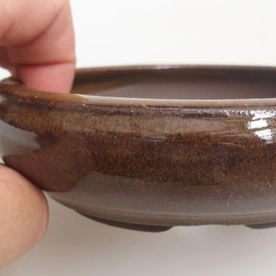 Keramik Bonsaischale 11,5 x 11,5 x 3,5 cm, Farbe braun - 2