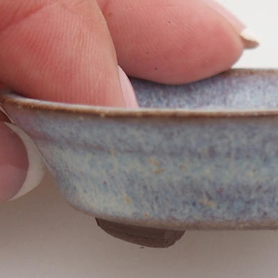 Keramik Bonsaischale 5,5 x 5,5 x 1,5 cm, Farbe blau - 2