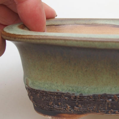 Keramik Bonsaischale 12 x 9 x 5 cm, Farbe grün - 2