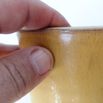 Keramik Bonsai Schüssel 10,5 x 10,5 x 8 cm gelbbraune Farbe - 2