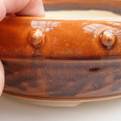 Bonsaischale aus Keramik 20,5 x 20,5 x 7 cm, Farbe orange - 2