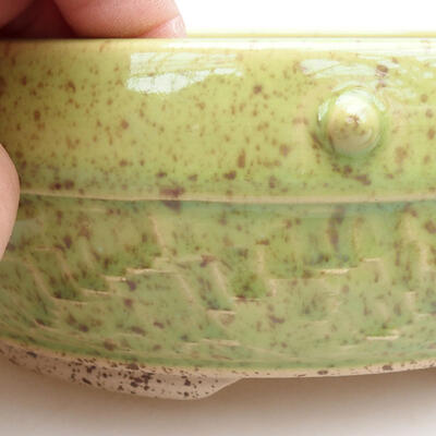 Bonsaischale aus Keramik 17,5 x 17,5 x 7 cm, Farbe grün - 2