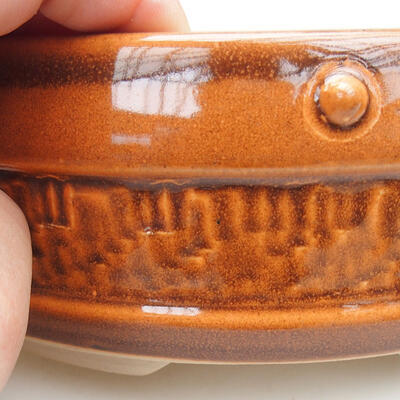 Bonsaischale aus Keramik 19 x 19 x 7 cm, Farbe orange - 2