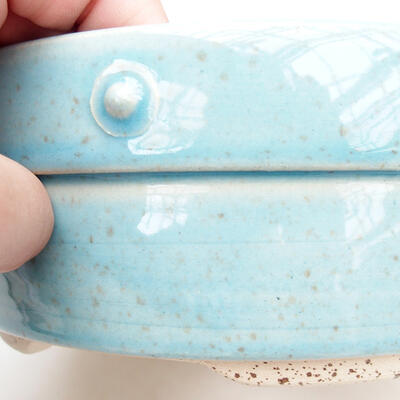 Bonsaischale aus Keramik 17 x 17 x 7 cm, Farbe blau - 2