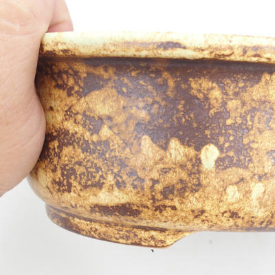 Keramik-Bonsaischale 23,5 x 19,5 x 8 cm, braun-gelbe Farbe - 2