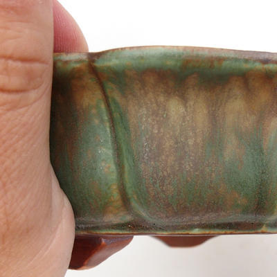 Keramik-Bonsaischale 18,5 x 18,5 x 5 cm, braun-grüne Farbe - 2