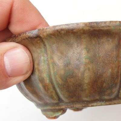 Keramik Bonsai Schüssel 11 x 11 x 4,5 cm, braun-grüne Farbe - 2