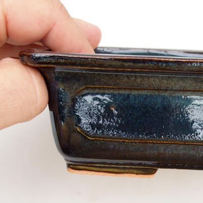 Bonsaischale aus Keramik 2. Wahl - 17,5 x 12 x 5,5 cm, Farbe braun-blau - 2