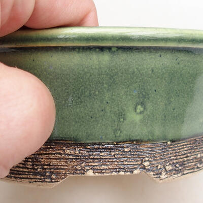 Bonsaischale aus Keramik 13,5 x 13,5 x 6 cm, Farbe grün - 2