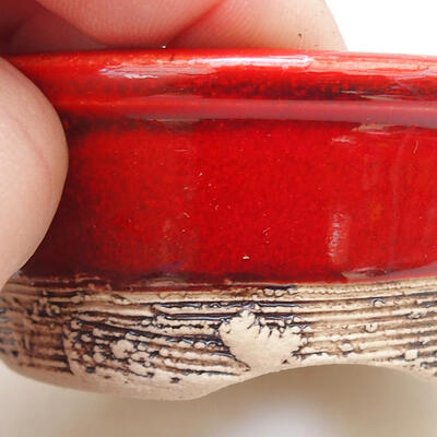 Bonsaischale aus Keramik 7,5 x 7,5 x 3,5 cm, Farbe rot - 2
