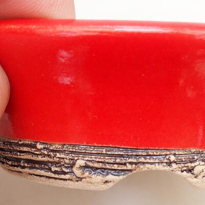 Bonsaischale aus Keramik 7,5 x 7,5 x 3 cm, Farbe rot - 2