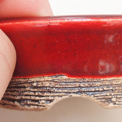 Bonsaischale aus Keramik 6 x 6 x 2,5 cm, Farbe rot - 2
