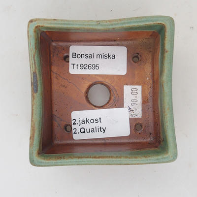 Keramik Bonsaischale 8 x 8 x 4,5 cm, braun-grüne Farbe - 2. Wahl - 2
