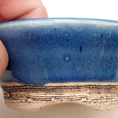Bonsaischale aus Keramik 8 x 8 x 4 cm, Farbe blau - 2