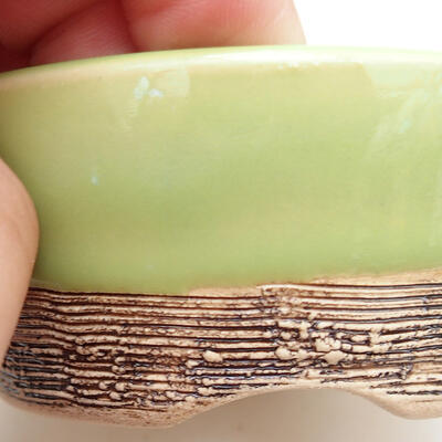 Bonsaischale aus Keramik 8,5 x 8,5 x 3,5 cm, Farbe grün - 2