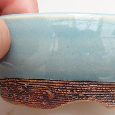 Bonsaischale aus Keramik 8,5 x 8,5 x 4 cm, Farbe blau - 2