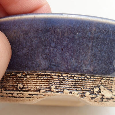 Bonsaischale aus Keramik 9,5 x 9,5 x 3,5 cm, Farbe blau - 2