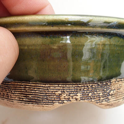 Bonsaischale aus Keramik 10 x 10 x 4,5 cm, Farbe grün - 2
