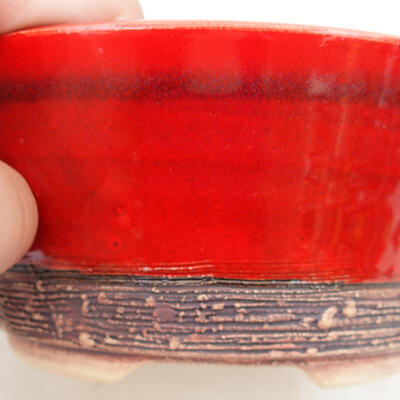 Bonsaischale aus Keramik 14 x 14 x 6 cm, Farbe rot - 2