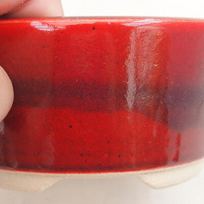 Bonsaischale aus Keramik 11 x 11 x 5,5 cm, Farbe rot - 2