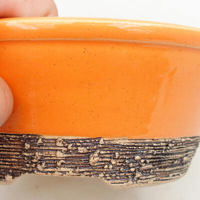 Bonsaischale aus Keramik 15 x 15 x 6 cm, Farbe orange - 2