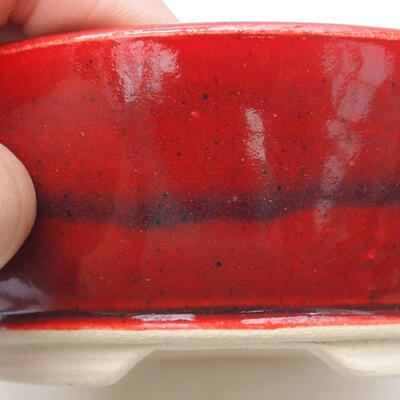 Bonsaischale aus Keramik 13 x 13 x 5 cm, Farbe rot - 2