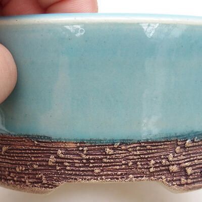 Bonsaischale aus Keramik 11,5 x 11,5 x 5,5 cm, Farbe blau - 2