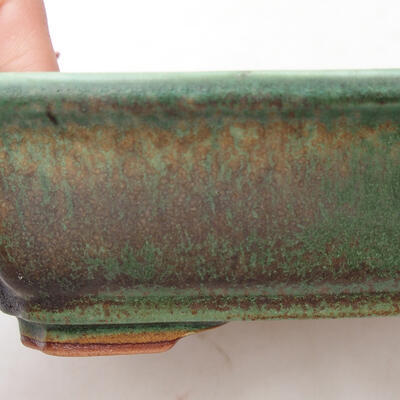 Bonsaischale aus Keramik 17,5 x 13,5 x 5,5 cm, Farbe grün-braun - 2